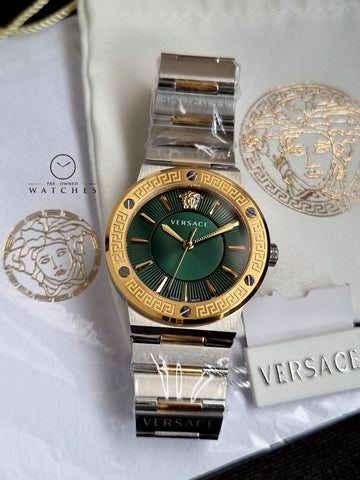 Versace Ladies Watch Greca Logo Two-Tone Green VEVH00720